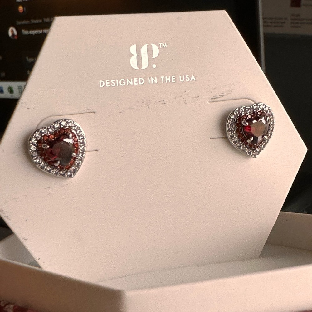 Hearts on Fire | Garnet & Diamond CZ | Bomb Party | Earrings